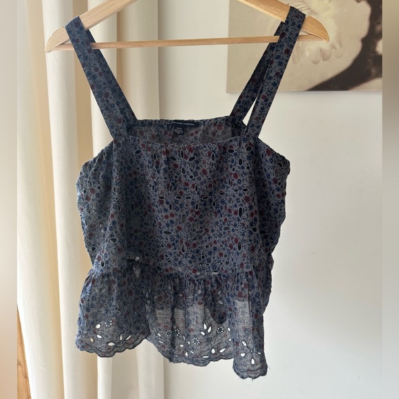 American Eagle Floral Cropped Tank Top - Picture 1 of 6